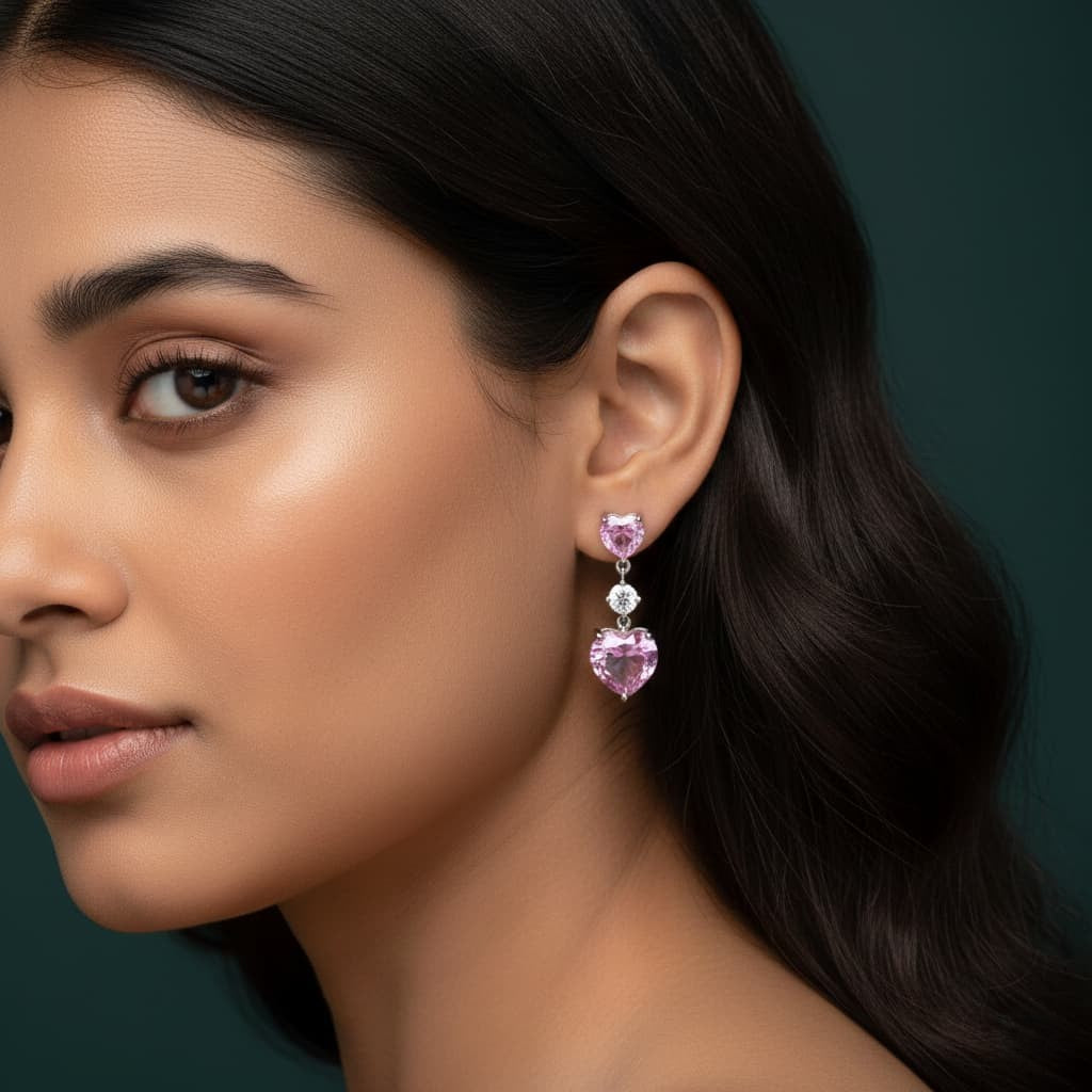 Blushing Heart Drop Earrings