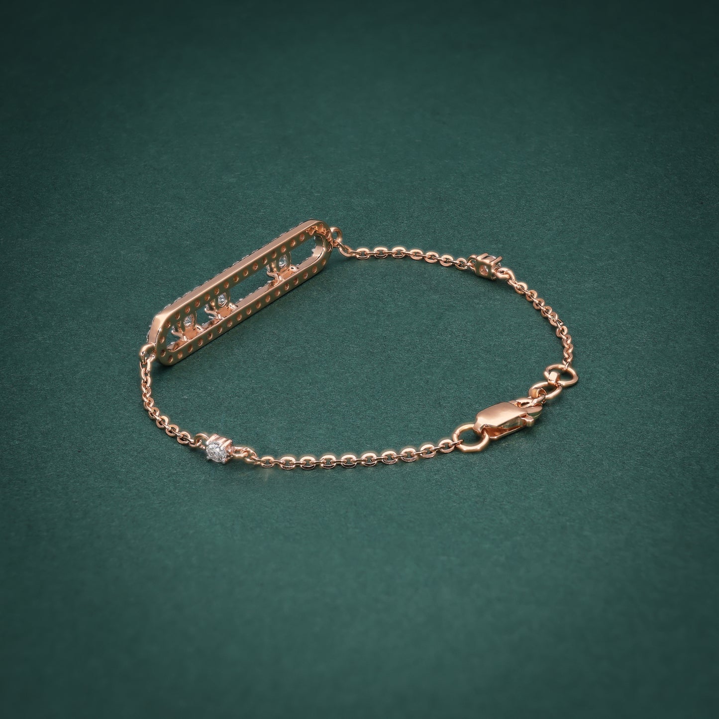 Diamond bracelet on a green background