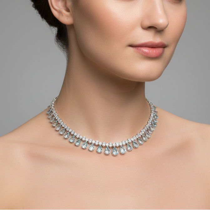 Aqua Elegance Teardrop Choker
