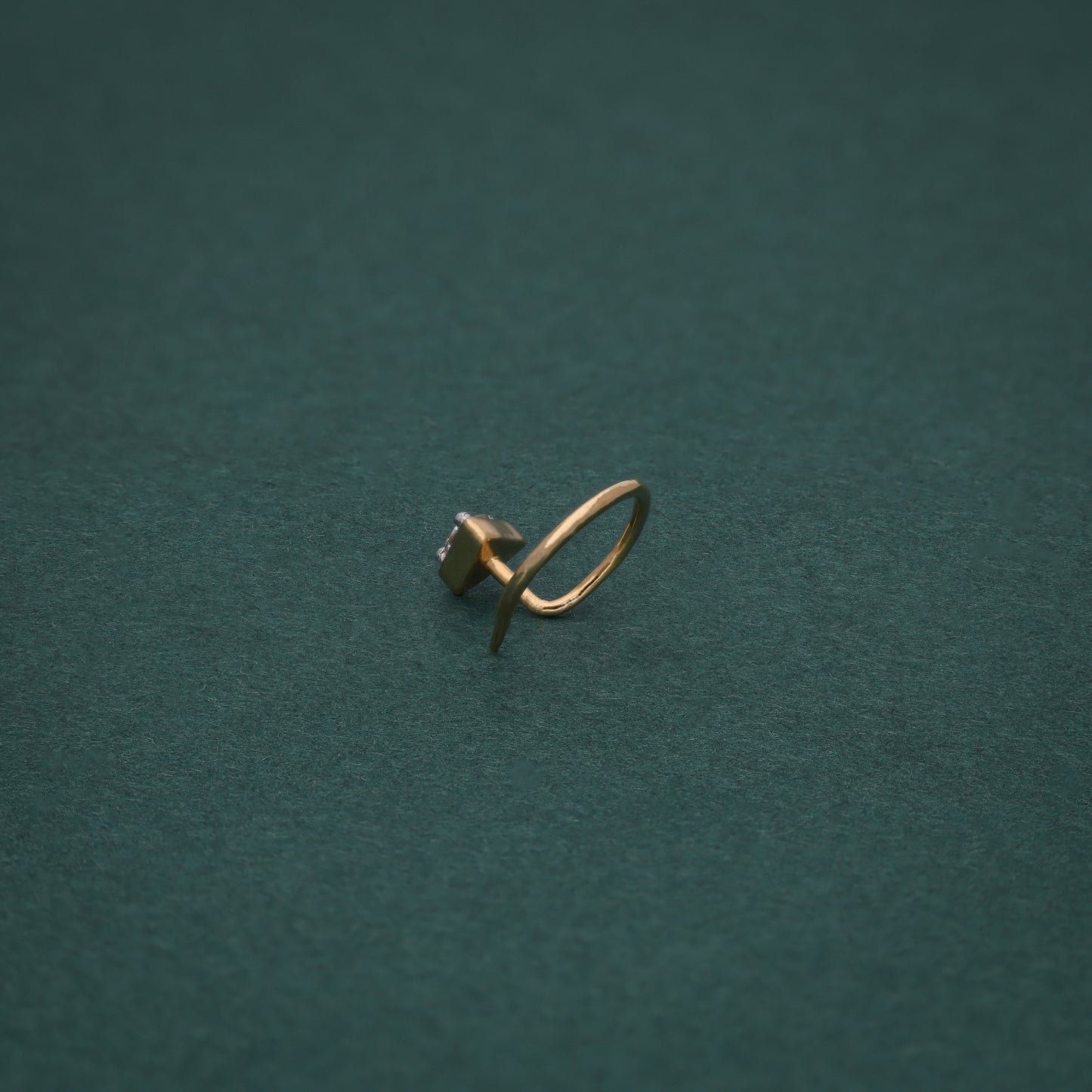 Triangle Gold Nose Pin with Round Diamond