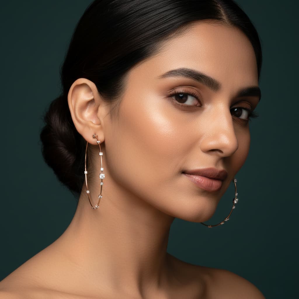 Radiant Rose Gold Diamond Hoop Earrings