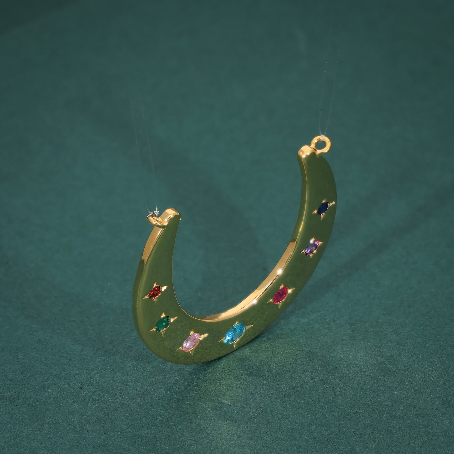 Celestial Radiance Pendant – 14KT Gold with Multicolor Gemstones