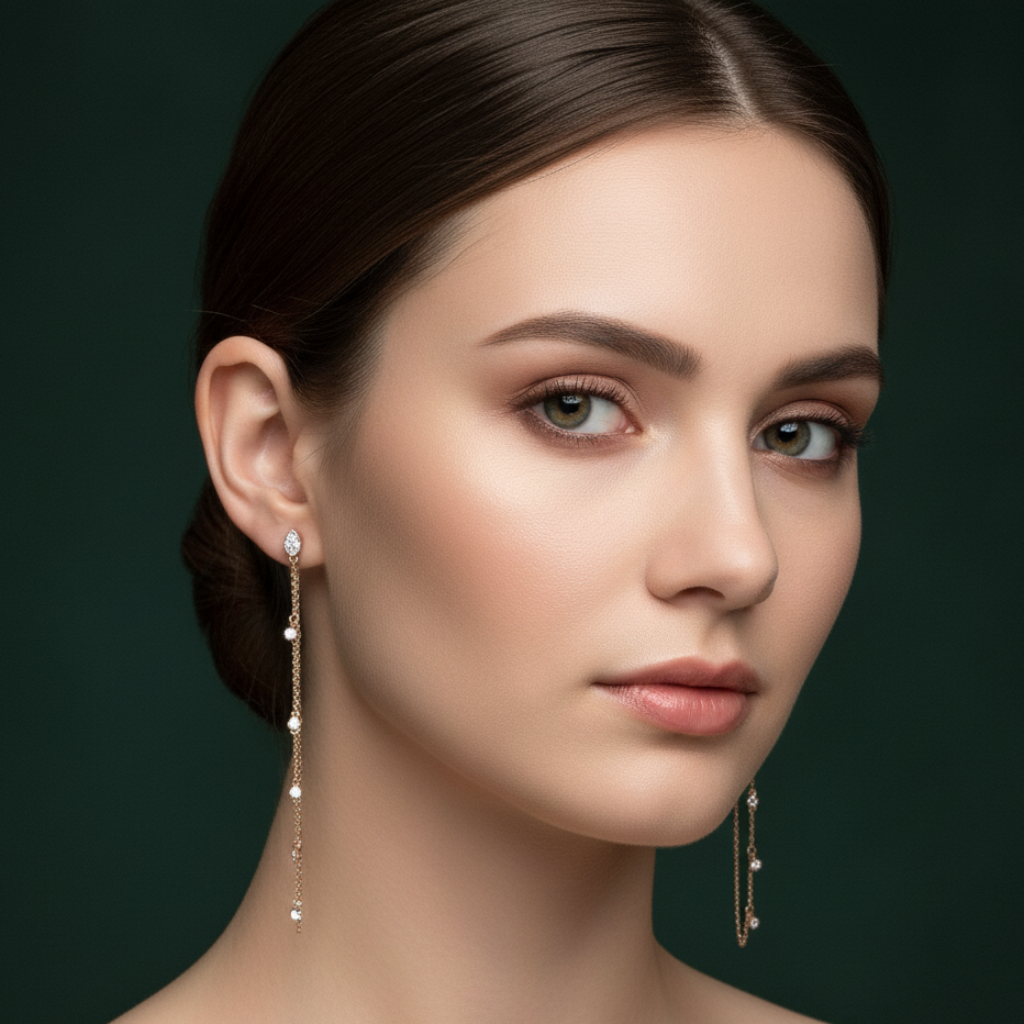 Radiant Circle Diamond Drop Earrings