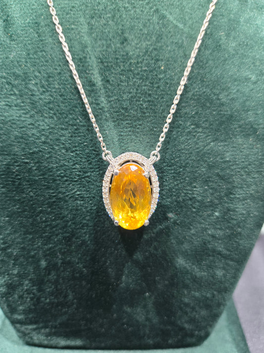 Radiant Oval-Cut Citrine Pendant in Sterling Silver