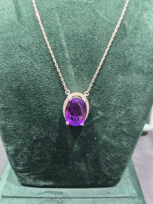 Timeless Oval-Cut Amethyst Pendant in Sterling Silver