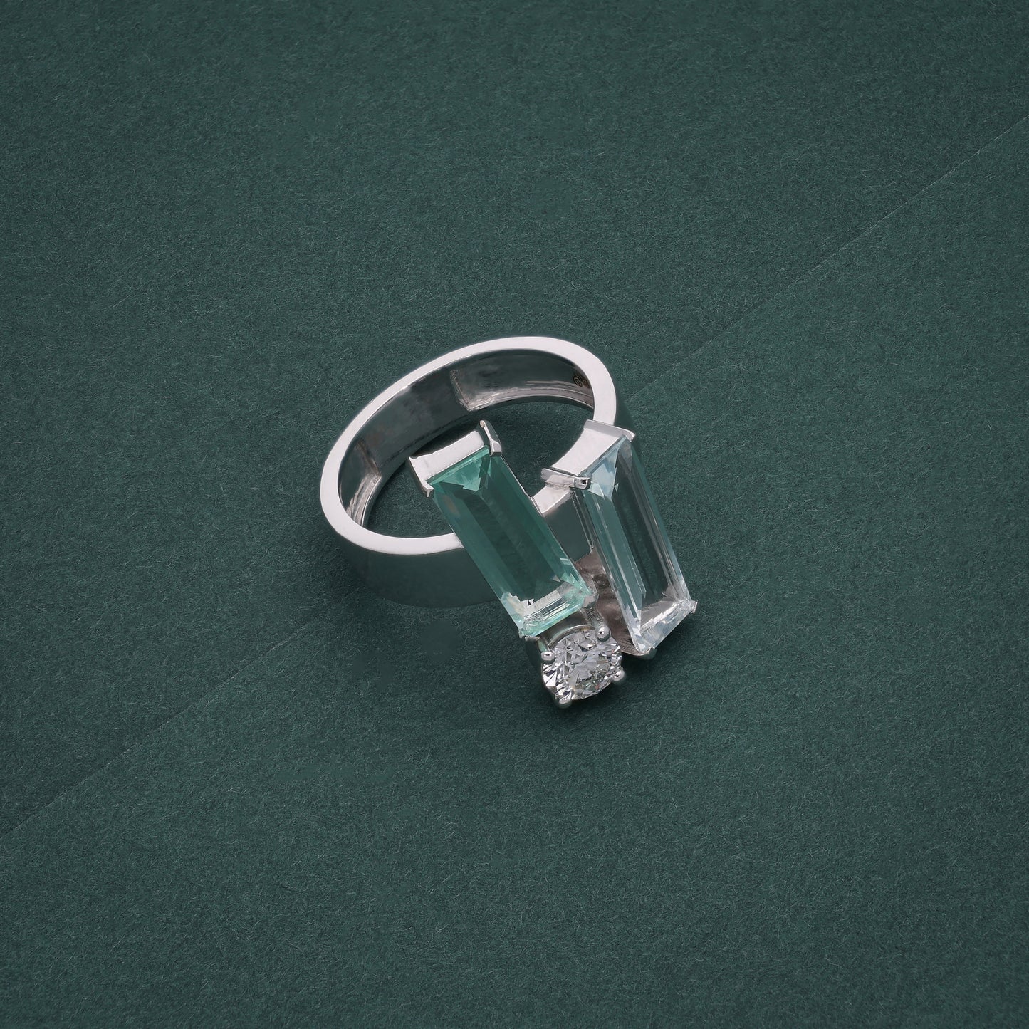 Dual Aqua Emerald Ring