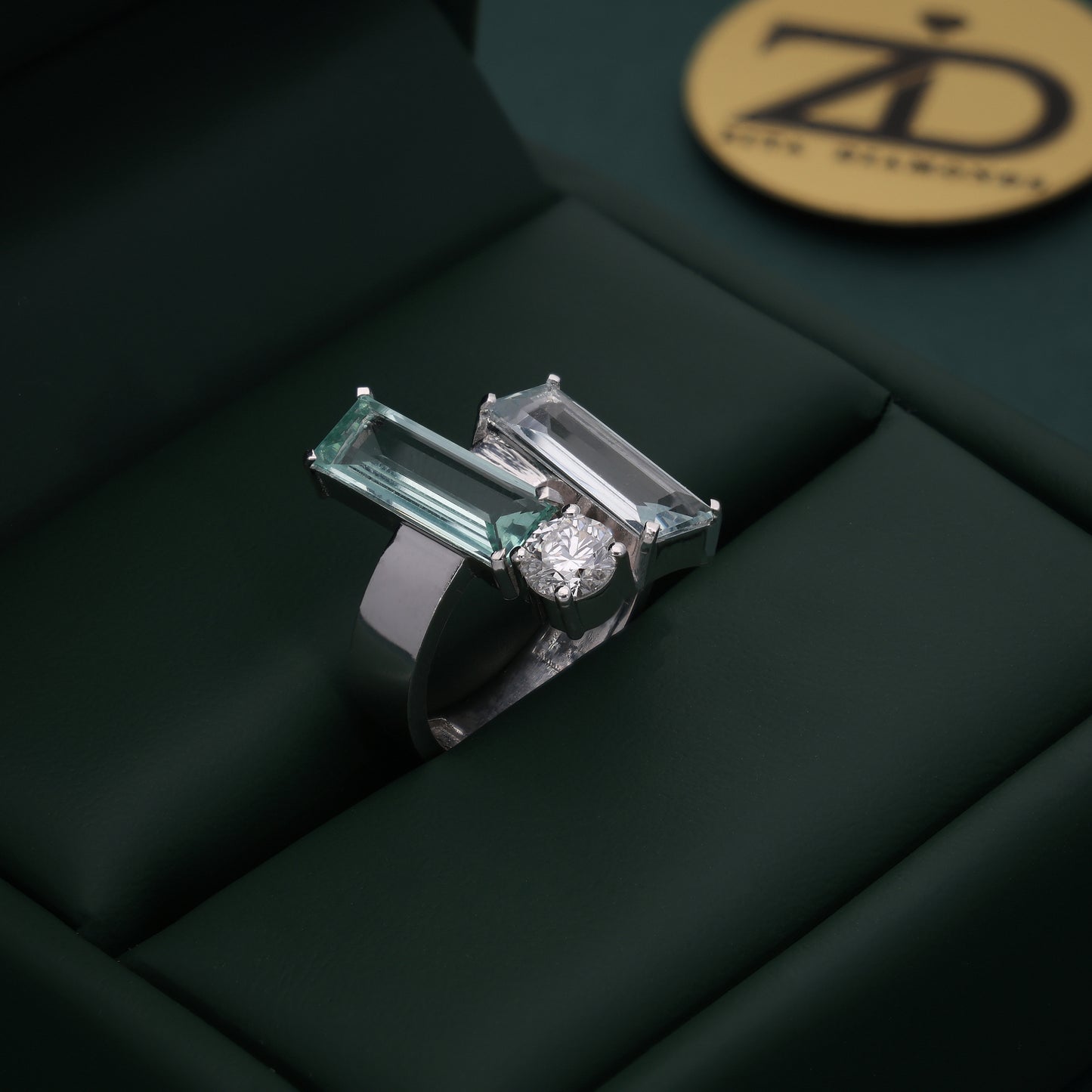 Dual Aqua Emerald Ring