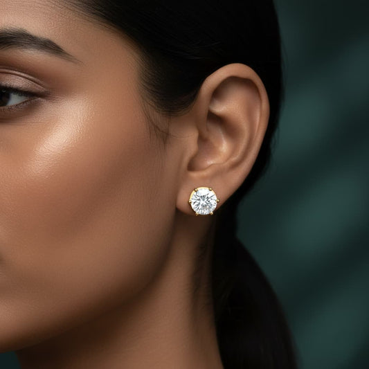 Diamond Gleam Gold Studs - 6 Prongs