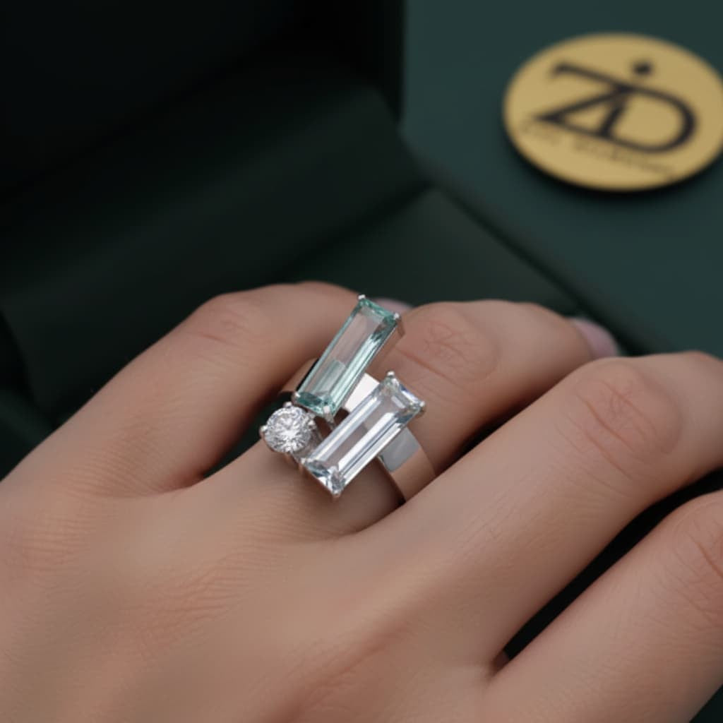 Dual Aqua Emerald Ring