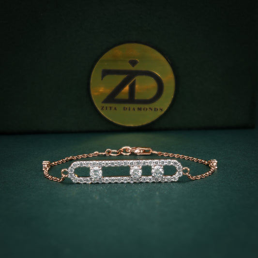 Diamond bracelet on a green background with Zita Diamonds logo.