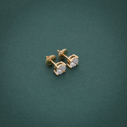 Diamond Gleam Gold Studs - 4 Prongs - 14KT Gold