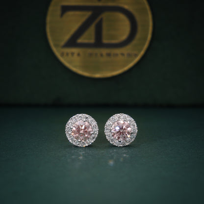 Rosé Radiance Studs in White Gold