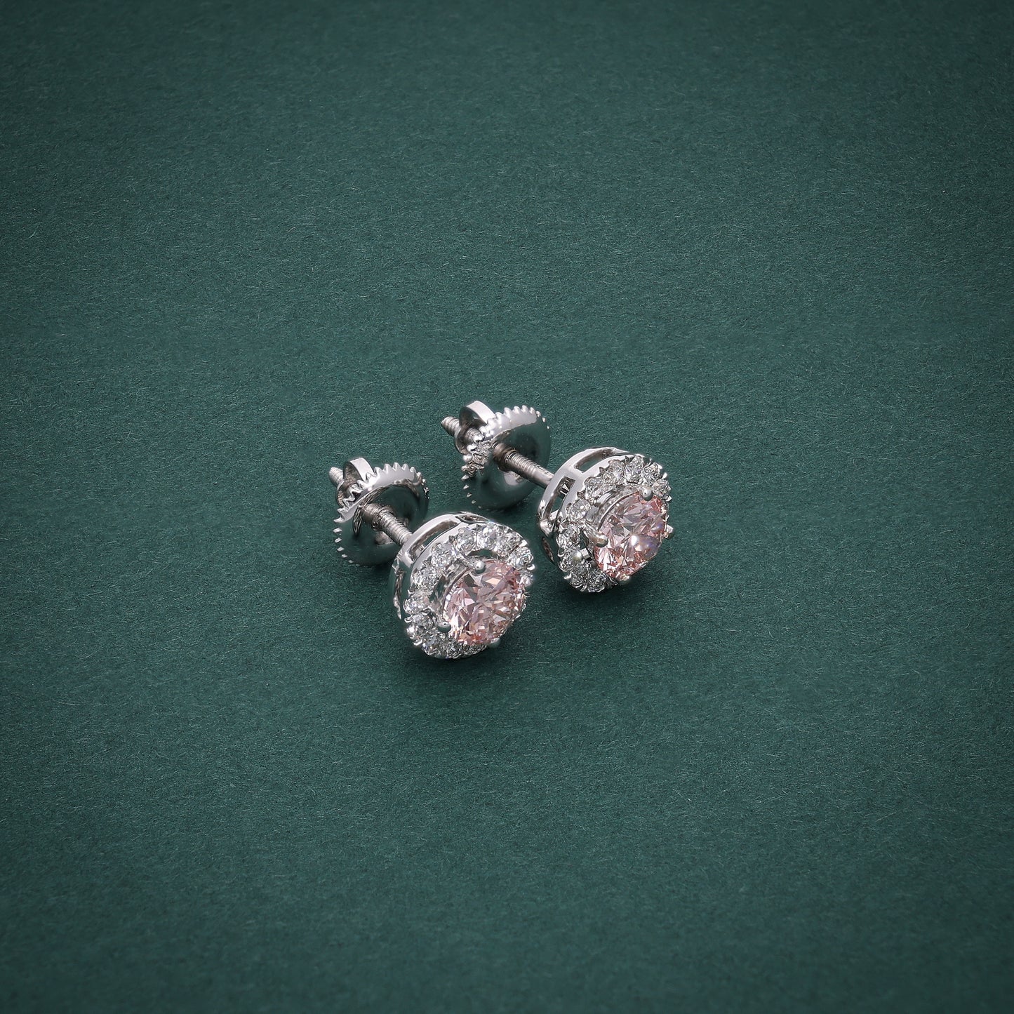 Rosé Radiance Studs in White Gold