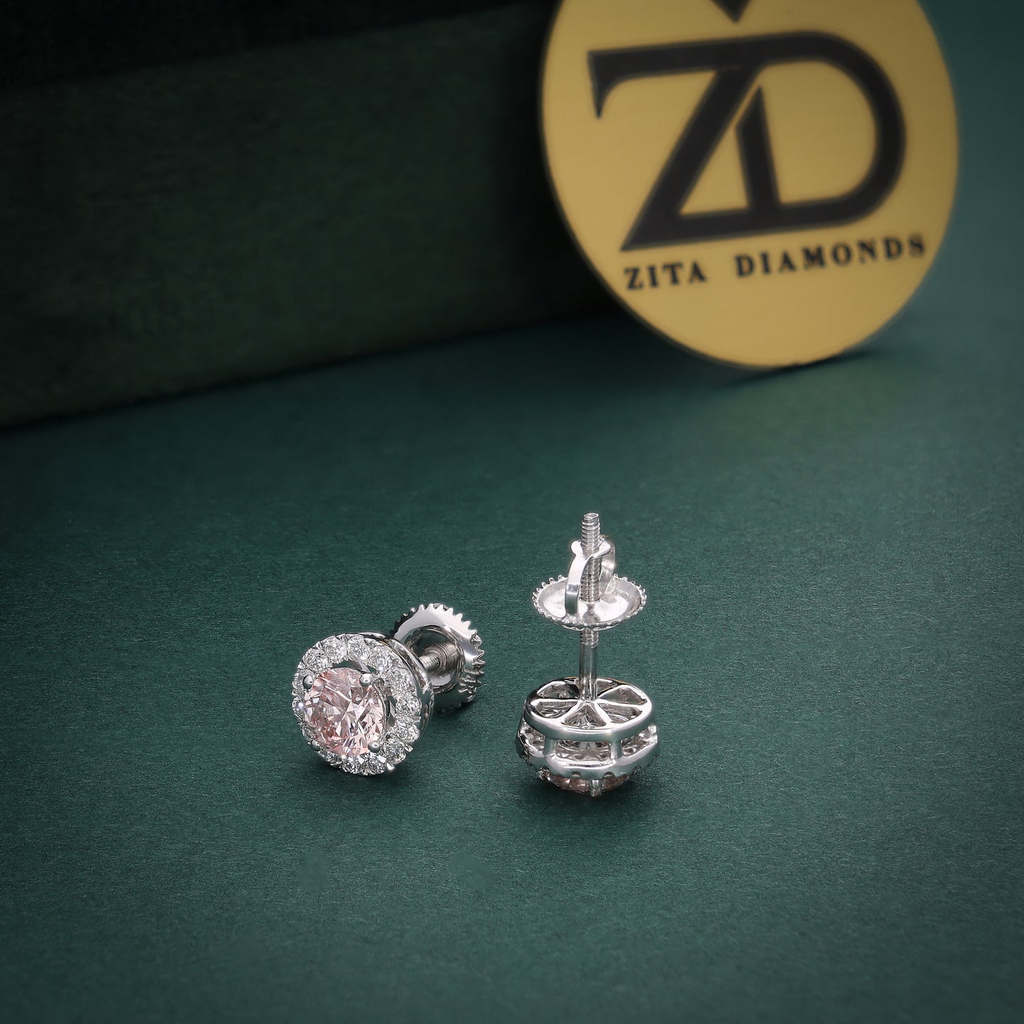 Rosé Radiance Studs in White Gold