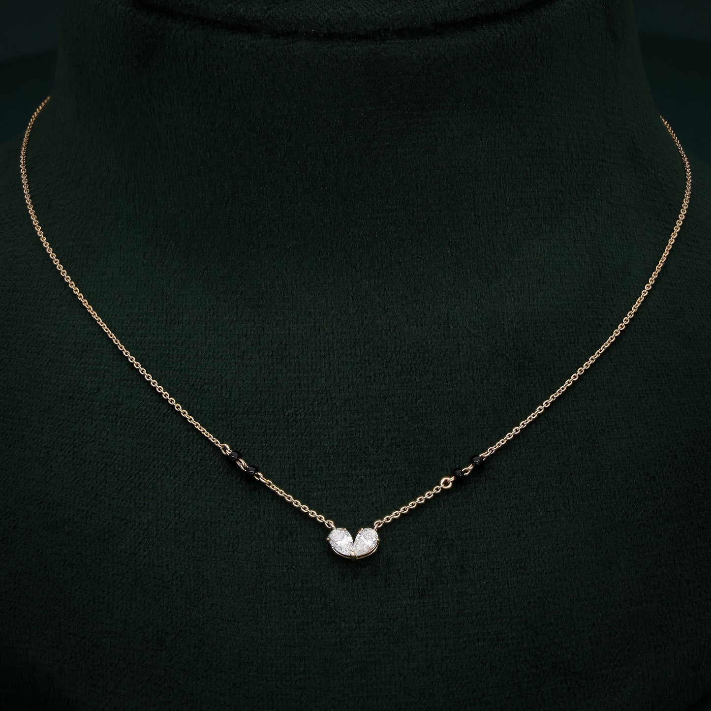 Minimalist 18K Gold Diamond Mangalsutra with Lab-Grown Diamonds & Black Beads