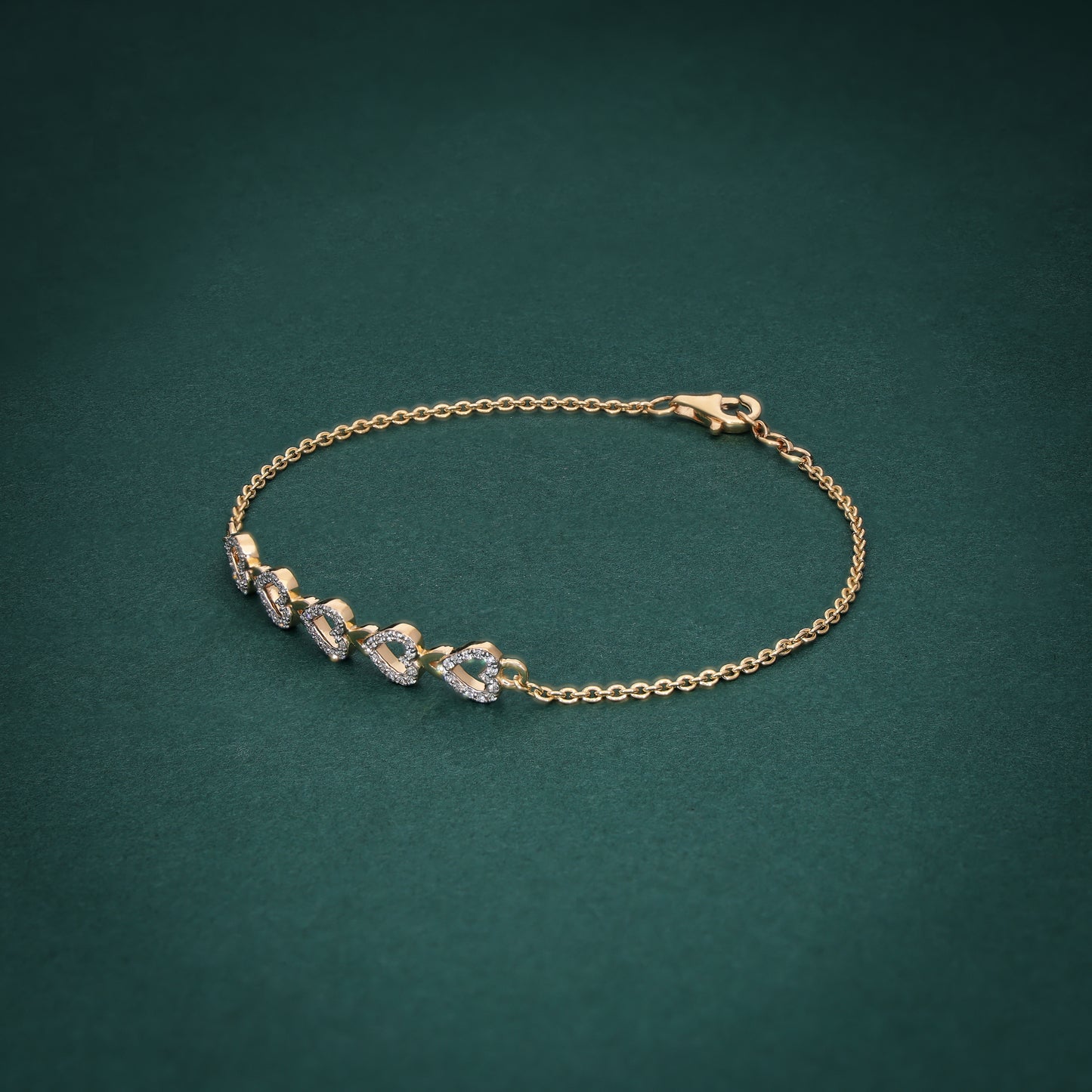 18KT Yellow Gold Heart Diamond Bracelet