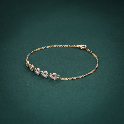 18KT Yellow Gold Heart Diamond Bracelet