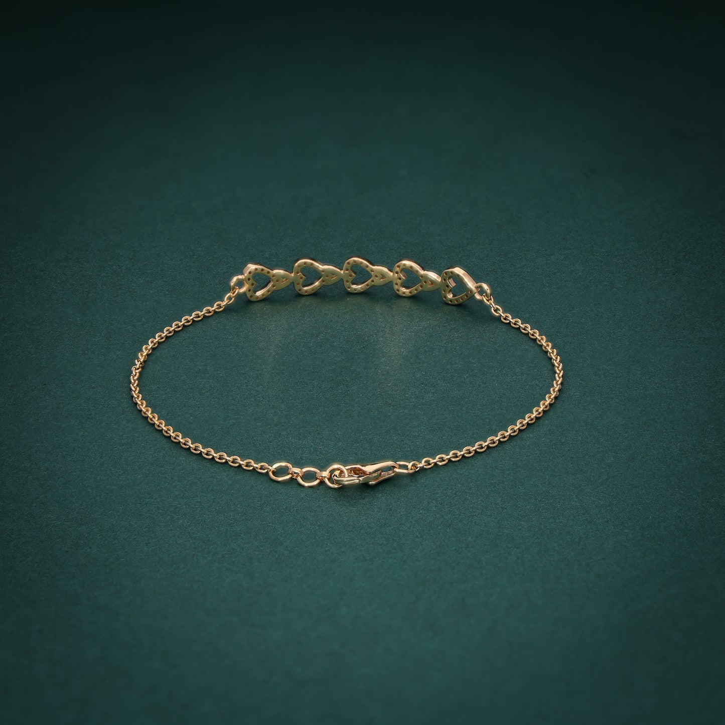 18KT Yellow Gold Heart Diamond Bracelet