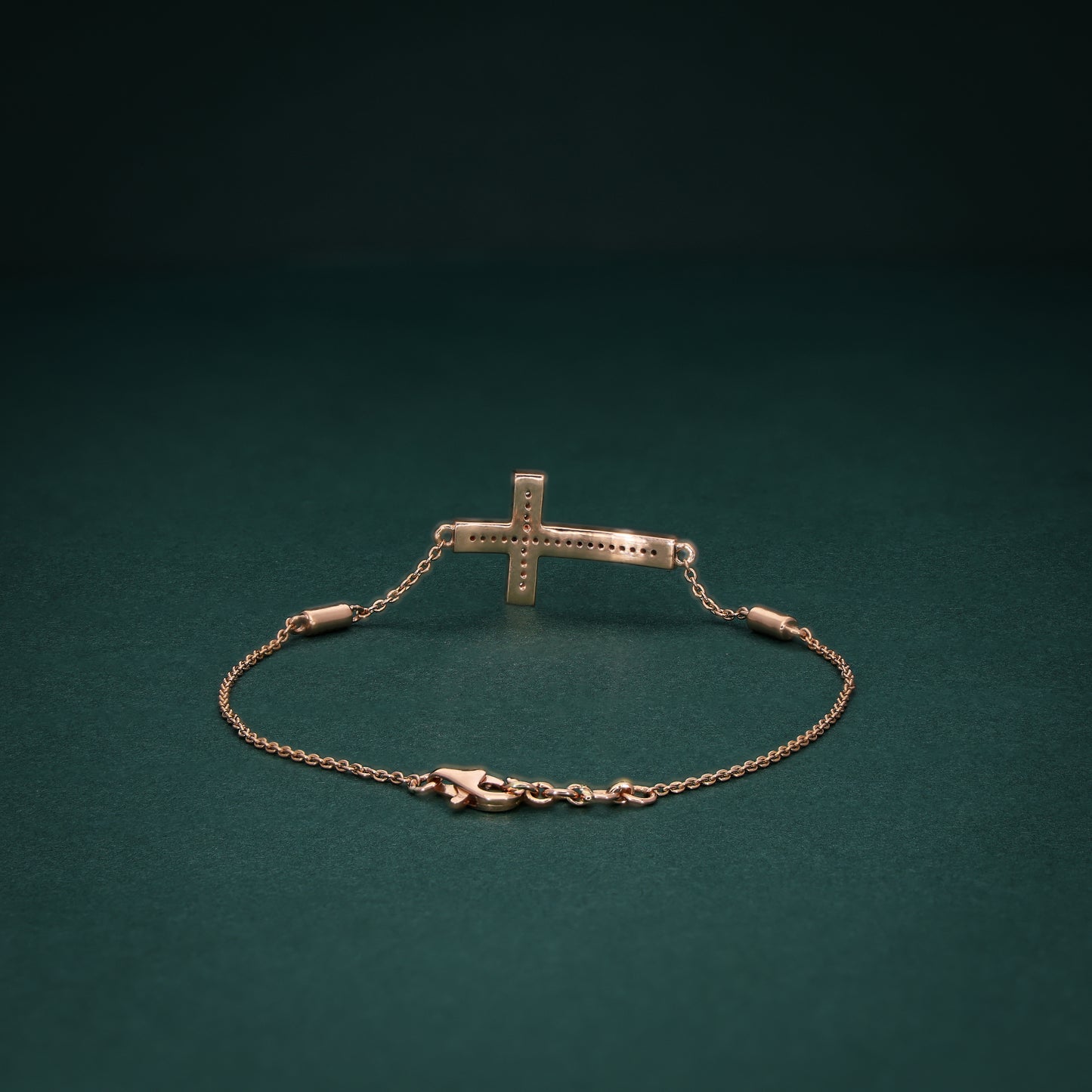 18KT Rose Gold Diamond Cross Bracelet