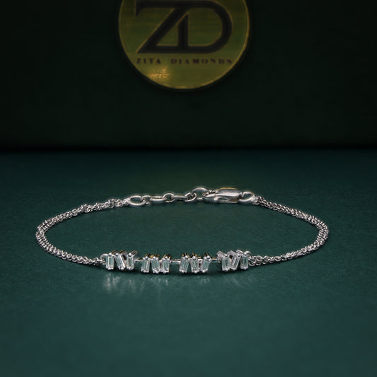 14KT White Gold Baguette Diamond Bracelet