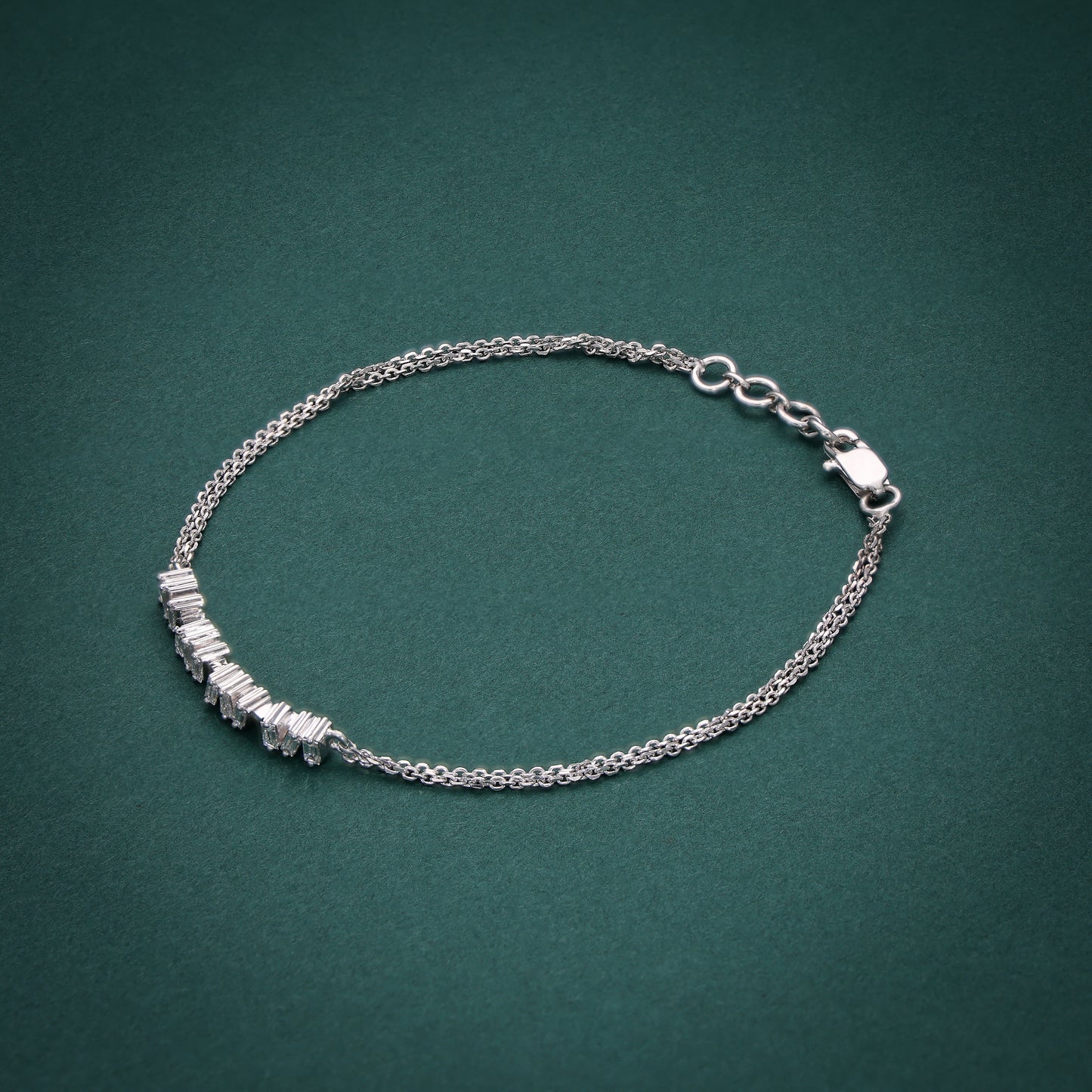 14KT White Gold Baguette Diamond Bracelet