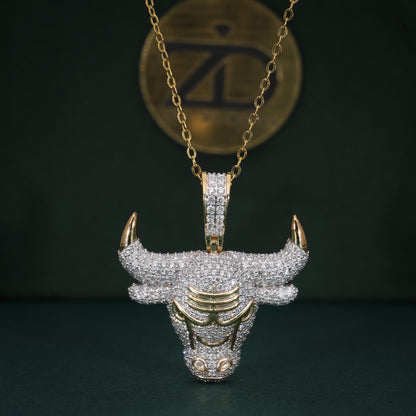 Majestic Bull Diamond Pendant in 18KT Yellow Gold