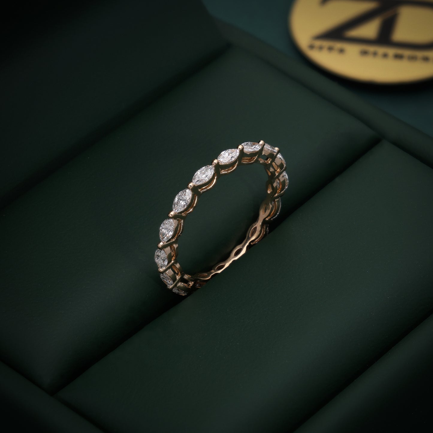 18KT Gold Eternity Band with Marquise-Cut Diamonds