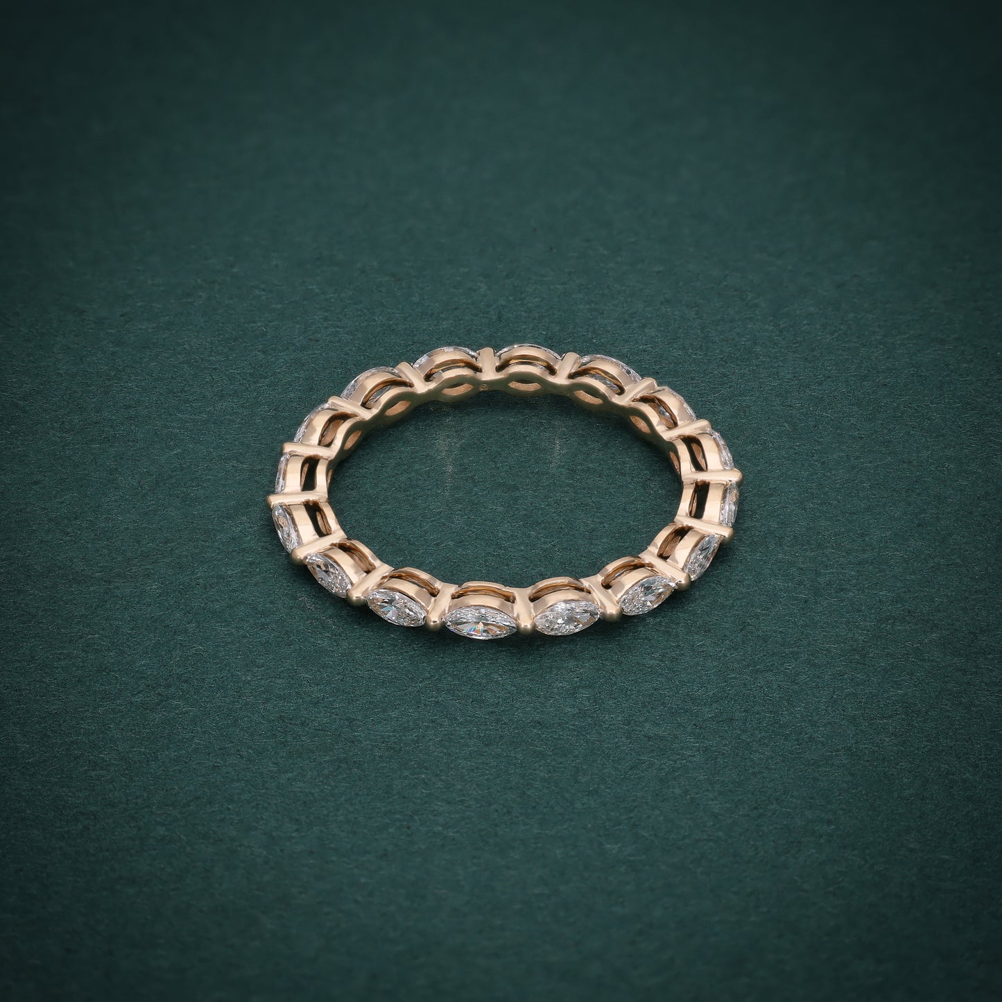 18KT Gold Eternity Band with Marquise-Cut Diamonds