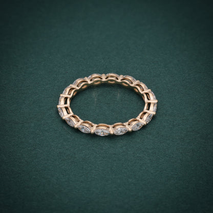 18KT Gold Eternity Band with Marquise-Cut Diamonds