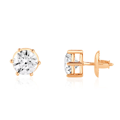 Diamond Gleam Gold Studs - 6 Prongs