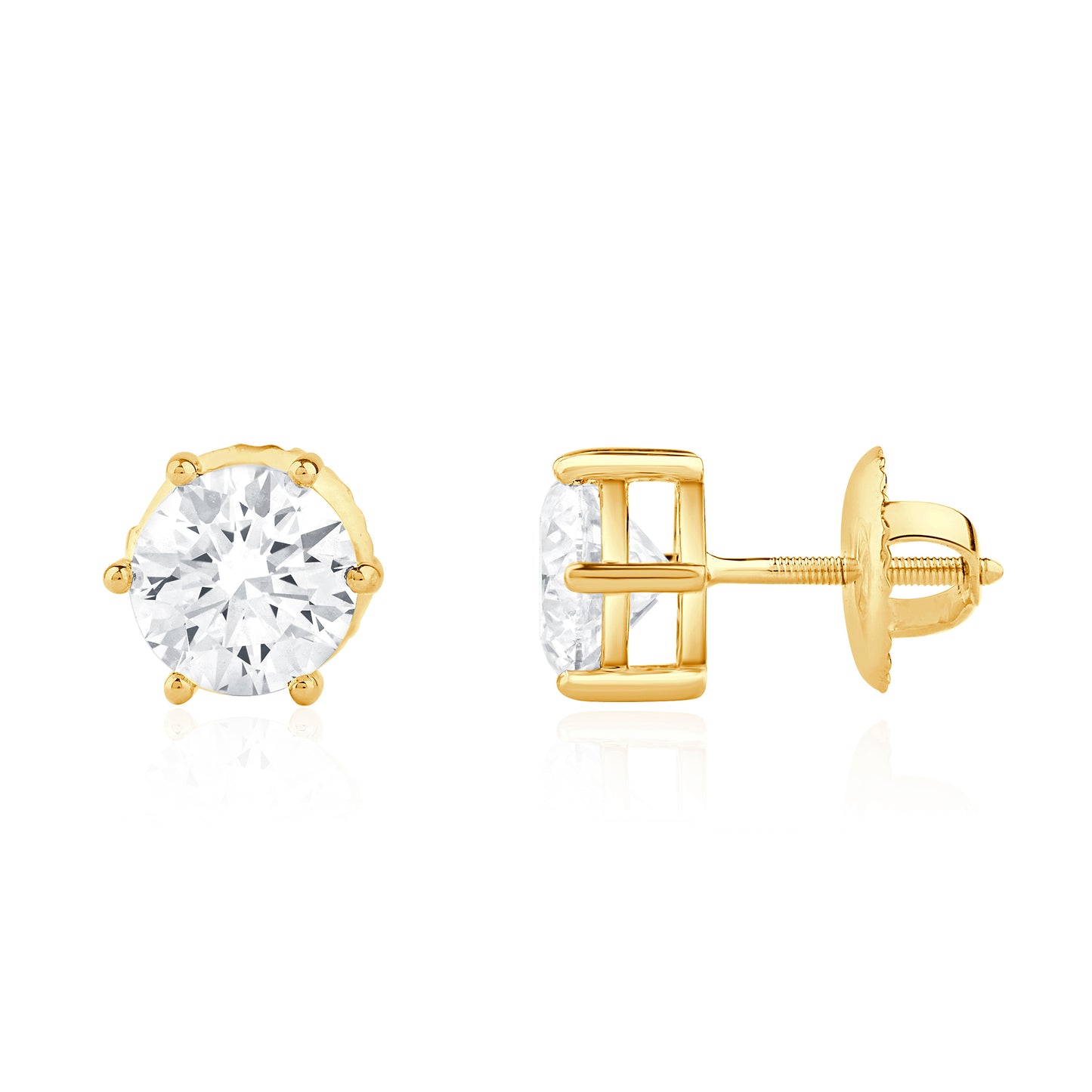 Diamond Gleam Gold Studs - 6 Prongs