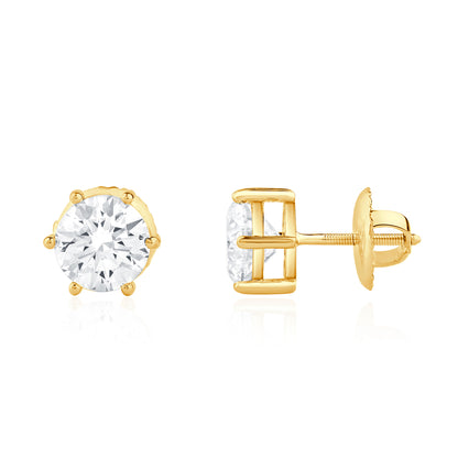 Diamond Gleam Gold Studs - 6 Prongs