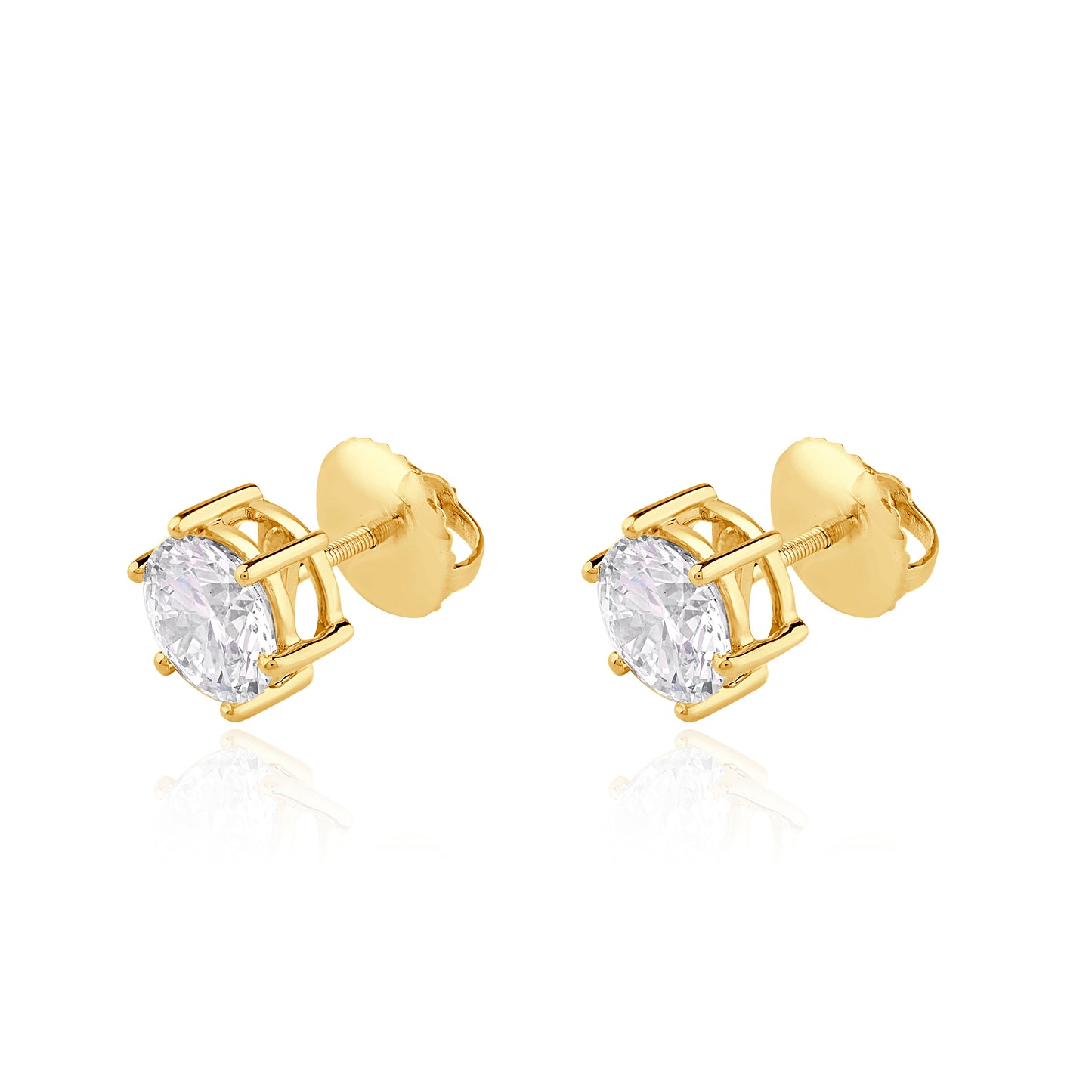 Diamond Gleam Gold Studs - 6 Prongs