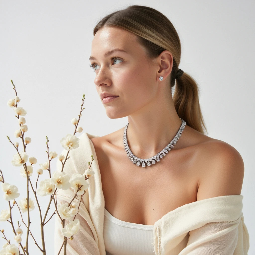 E Zita N°6 – Pear-Cut Diamond Riviera Necklace