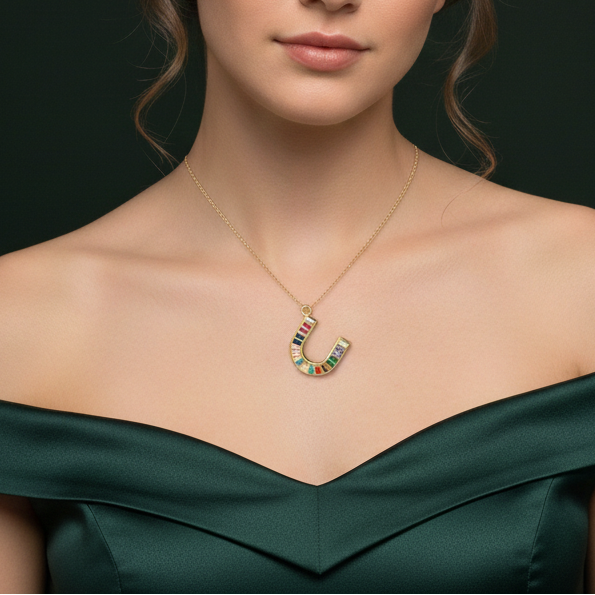 Multi color U pendant