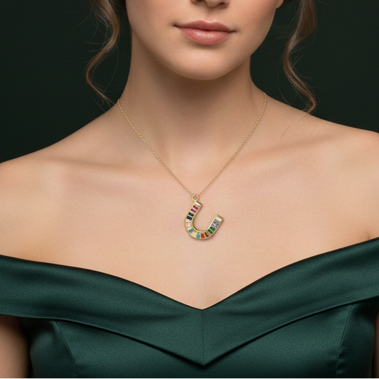 Multi color U pendant