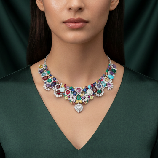E Zita – Multi-Gemstone Lab-Grown Diamond Necklace