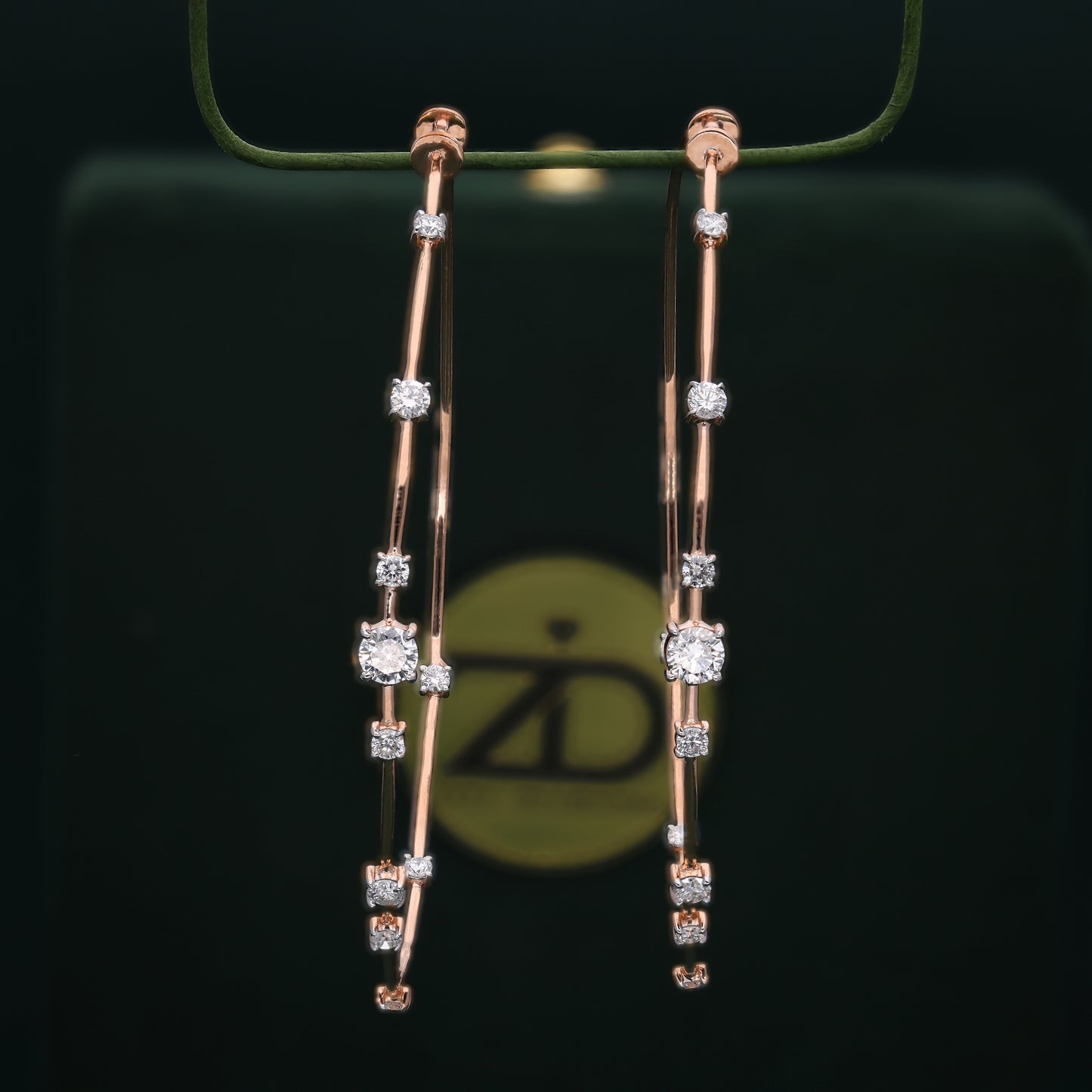 Radiant Rose Gold Diamond Hoop Earrings