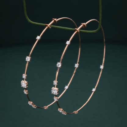 Radiant Rose Gold Diamond Hoop Earrings