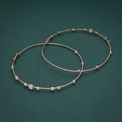 Radiant Rose Gold Diamond Hoop Earrings