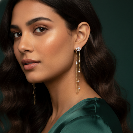 Diamond Cascade Chain Earrings