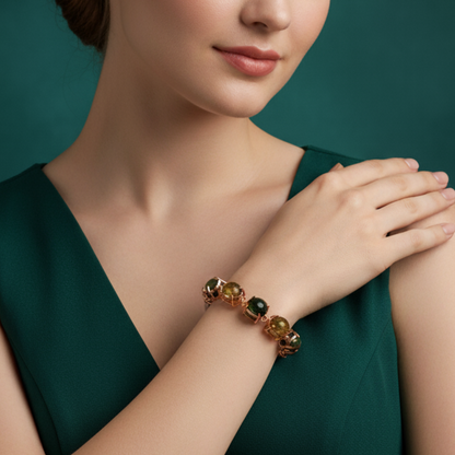 Beaded Bracelet with Yellowish-Orange Tourmaline Gemstones