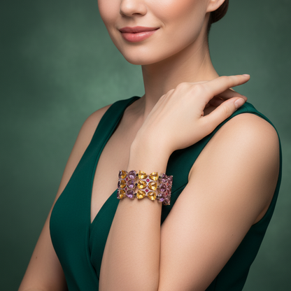 Sterling Silver Bangle with Pear-Shaped Amethysts