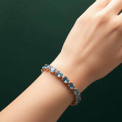 Blue Topaz Cabochon Tennis Bracelet