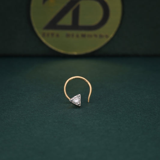 Triangle Gold Nose Pin with Round Diamond