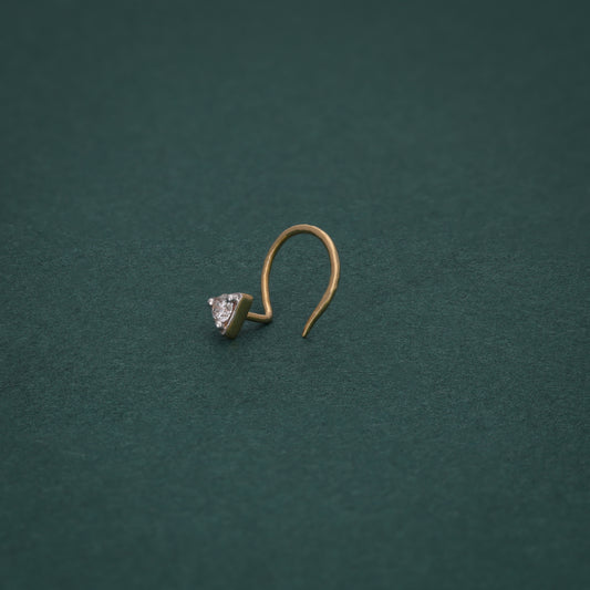 Triangle Gold Nose Pin with Round Diamond