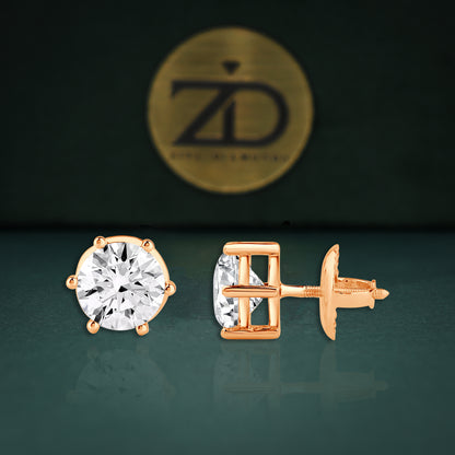 Diamond Gleam Gold Studs - 6 Prongs