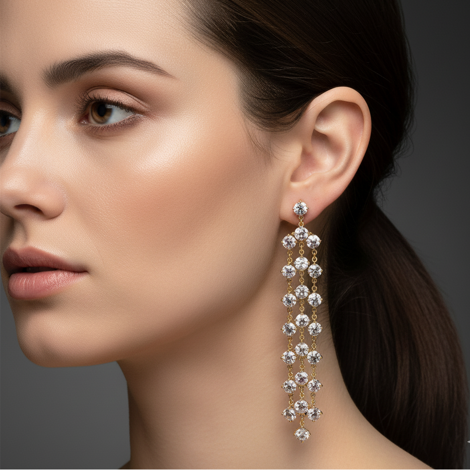 Dazzling Diamond Dangle Earrings in Yellow Gold