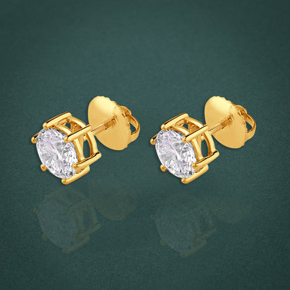 Diamond Gleam Gold Studs - 6 Prongs