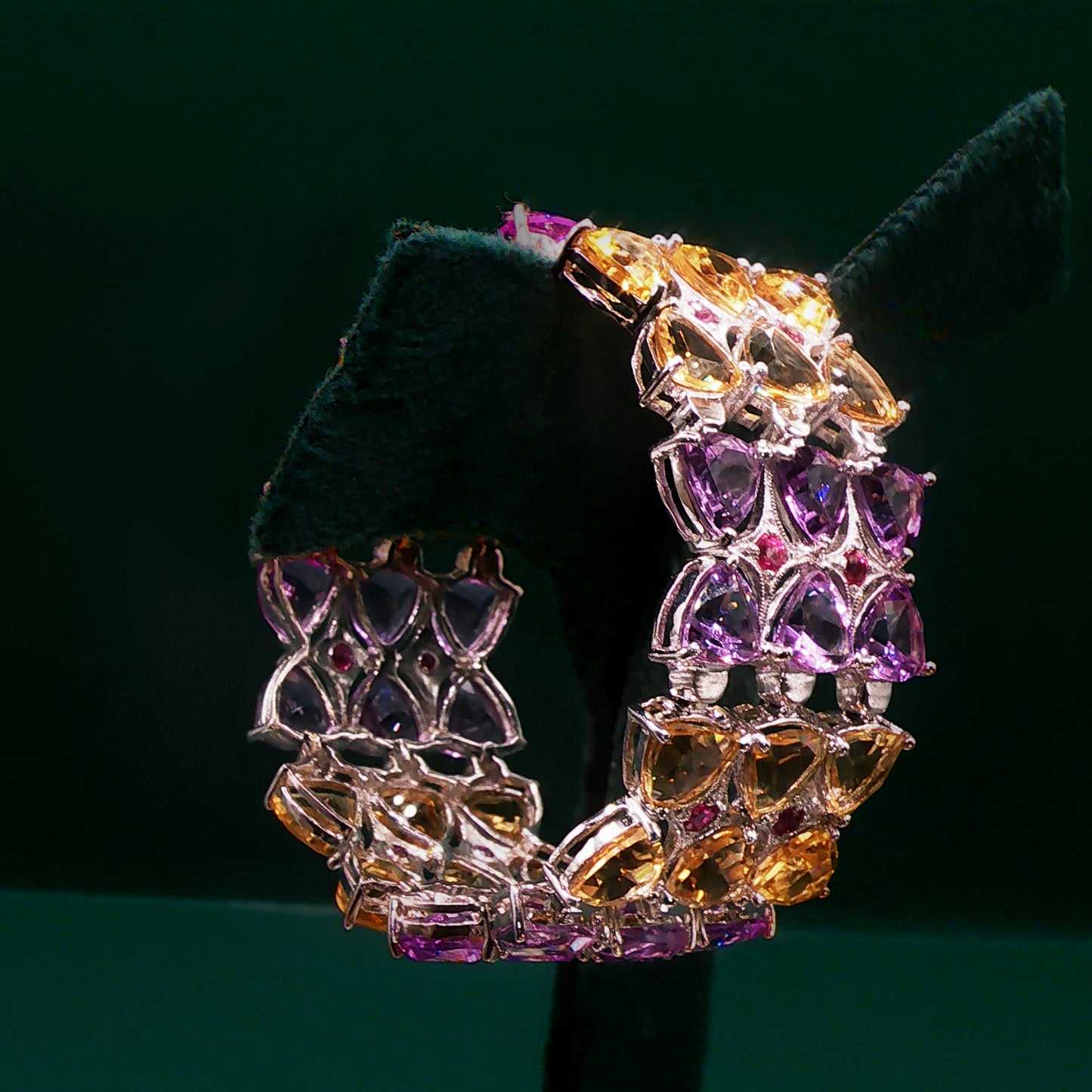 Sterling Silver Bangle with Pear-Shaped Amethysts